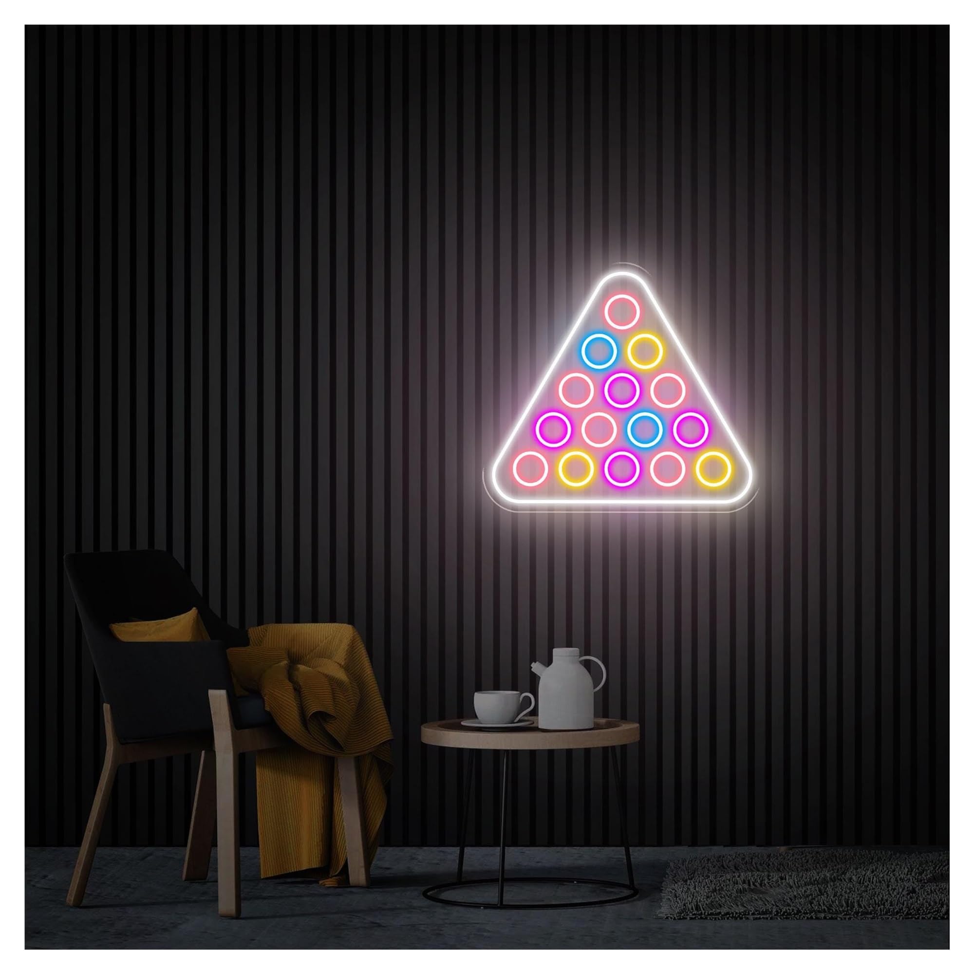 RONGCH Hanging Art Signs Billiards Neon Sign,Suitable for Pool Hall Shop Home Wall Decor with Dimmable 37cmx41cm(E)