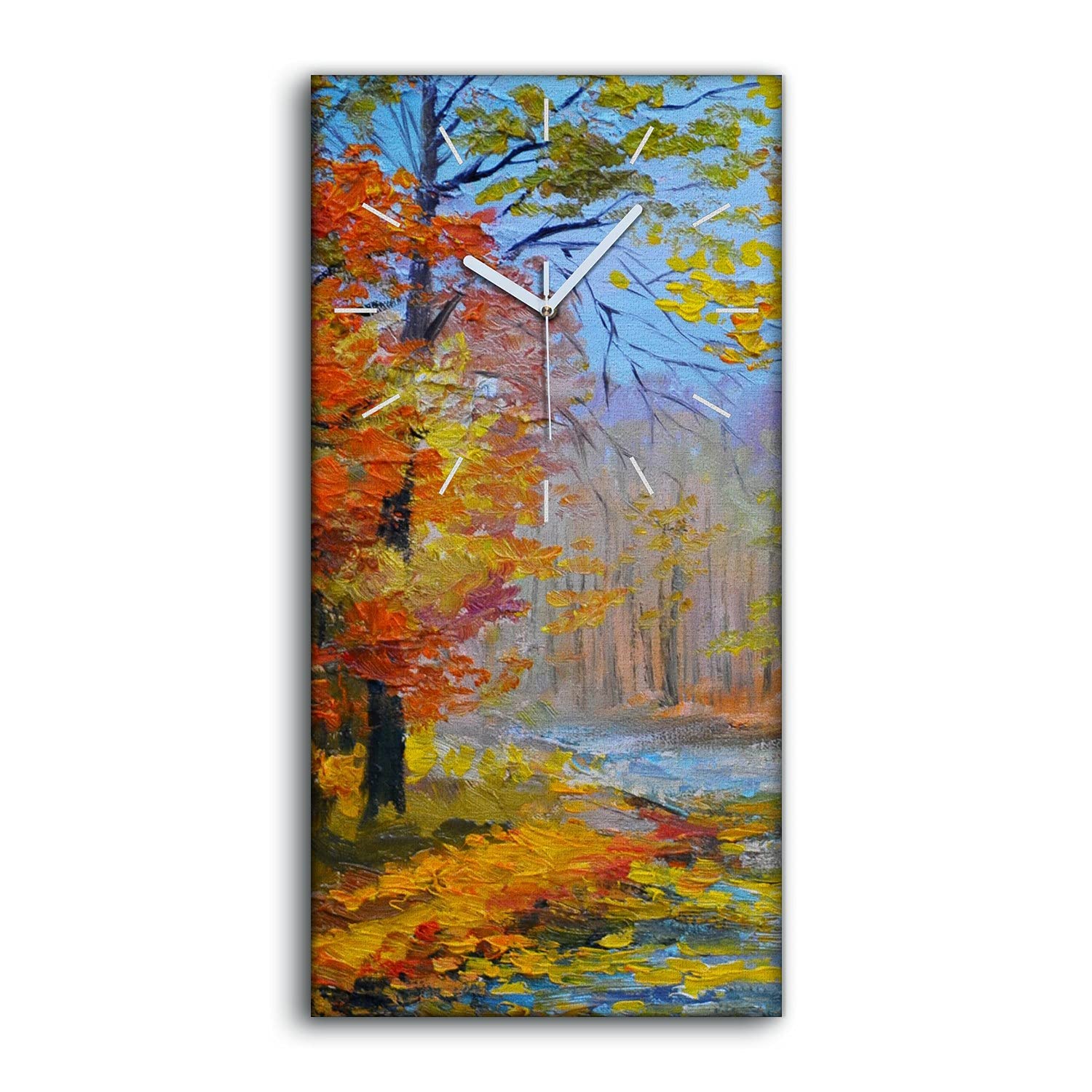 Horloge sur toile forêt automne silencieuse pour chambre paisible