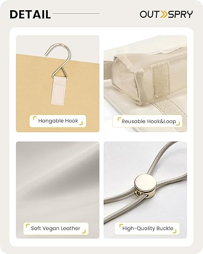 Miniatura 6 de Bolsa de maquillaje de viaje con divisor de brochas de maquillaje desmontable Bolsa de cosméticos de piel sintética de gran capacidad, bolsa de aseo