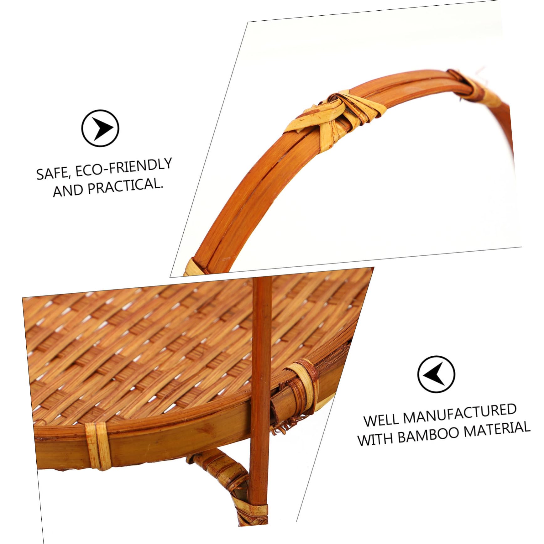 MUCKLILY Woven Dessert Fruit Basket with Handle Rustic Food Organizer for Kitchen Storage Design for Serving and Display