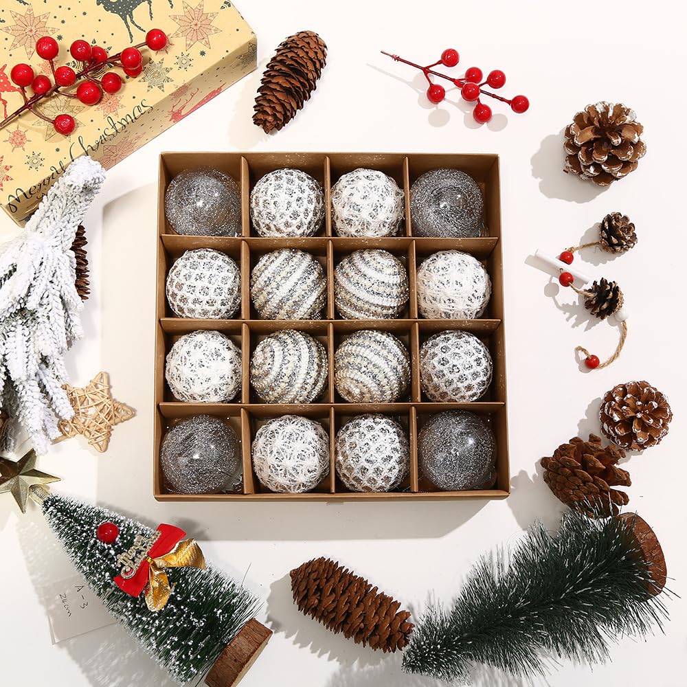 Bolas de Navidad, Champán 16 Bolas Navideñas De 6 cm Bolas De Color Bolas Navideñas Decoración De árboles Navideños Colgantes árboles Navideños Decoración ﻿ (platado)