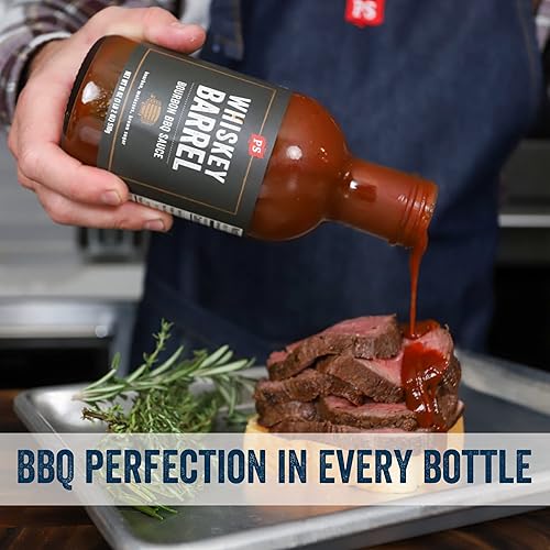 Miniatura 3 de PS Seasoning Whisky Barrel Bourbon BBQ Salsa Adobo multiusos, glaseado, pasta y salsa Salsa dulce y ahumada, ideal para costillas de espalda