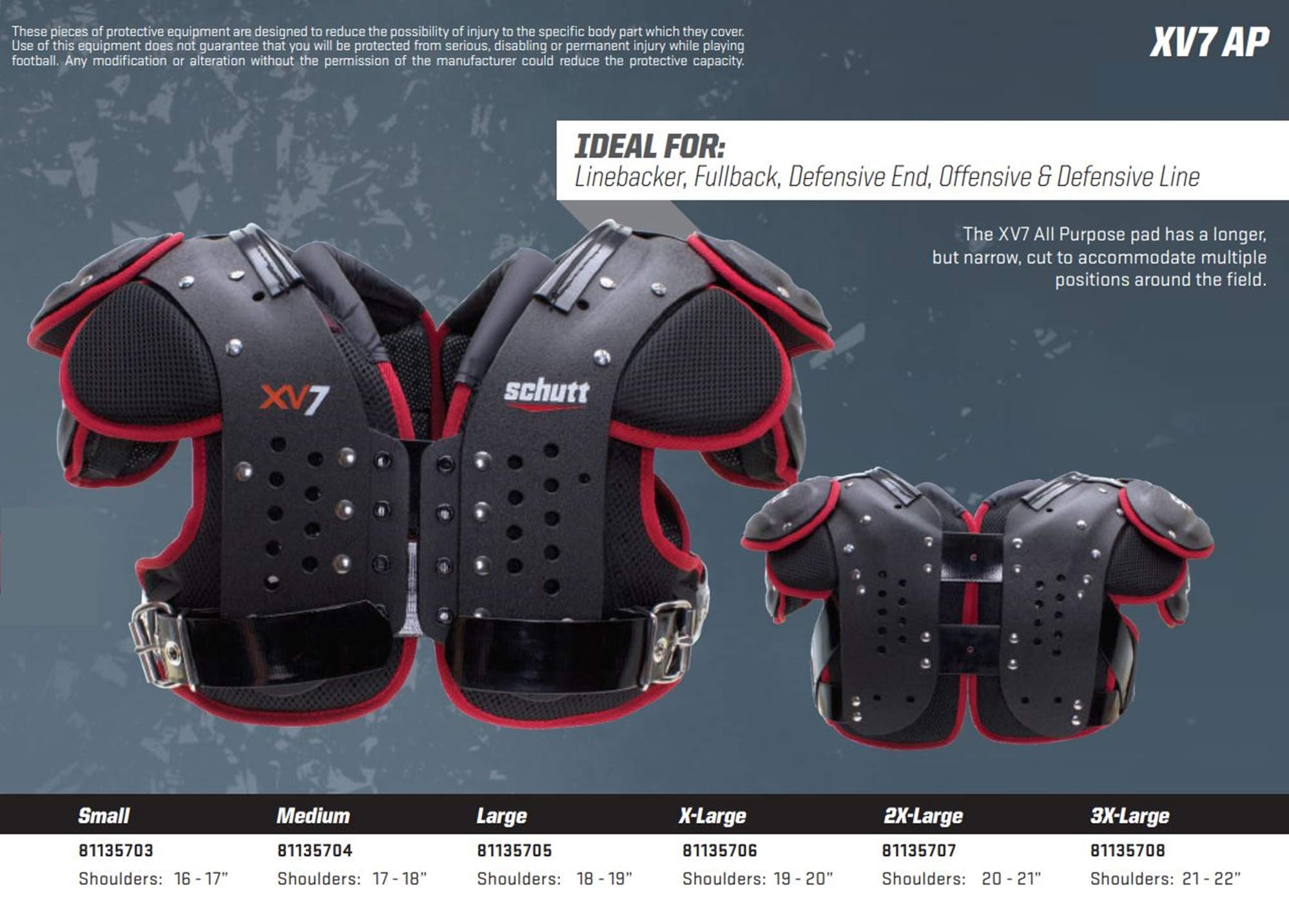 ショルダーパッド Schutt XV7 Schutt XV FLUX ショルダー スキルポジション アメフト