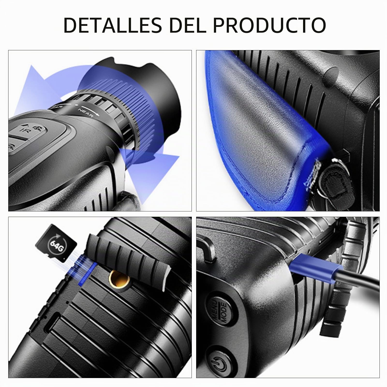 Monocular portátil de imagen térmica de día y noche, 7 modos ajustables, 1080P, para vigilancias de camping, dispositivo portátil de visualización nocturna