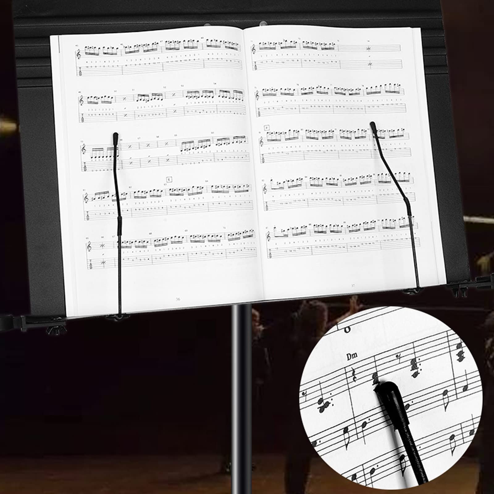 HJXGQJM Atril for Música Orquestal,Atril for Partitura Plegable Portátil Musica Metalico Soporte De Ajustables, con Luz De Atril,para Sinfonía A Gran Escala, Director De Actuación