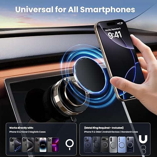 Miniatura 6 de TECKNET Soporte magnético para teléfono al vacío, versión mejorada de 360 ajustable con ventosa de nano gel, soporte MagSafe para automóvil,
