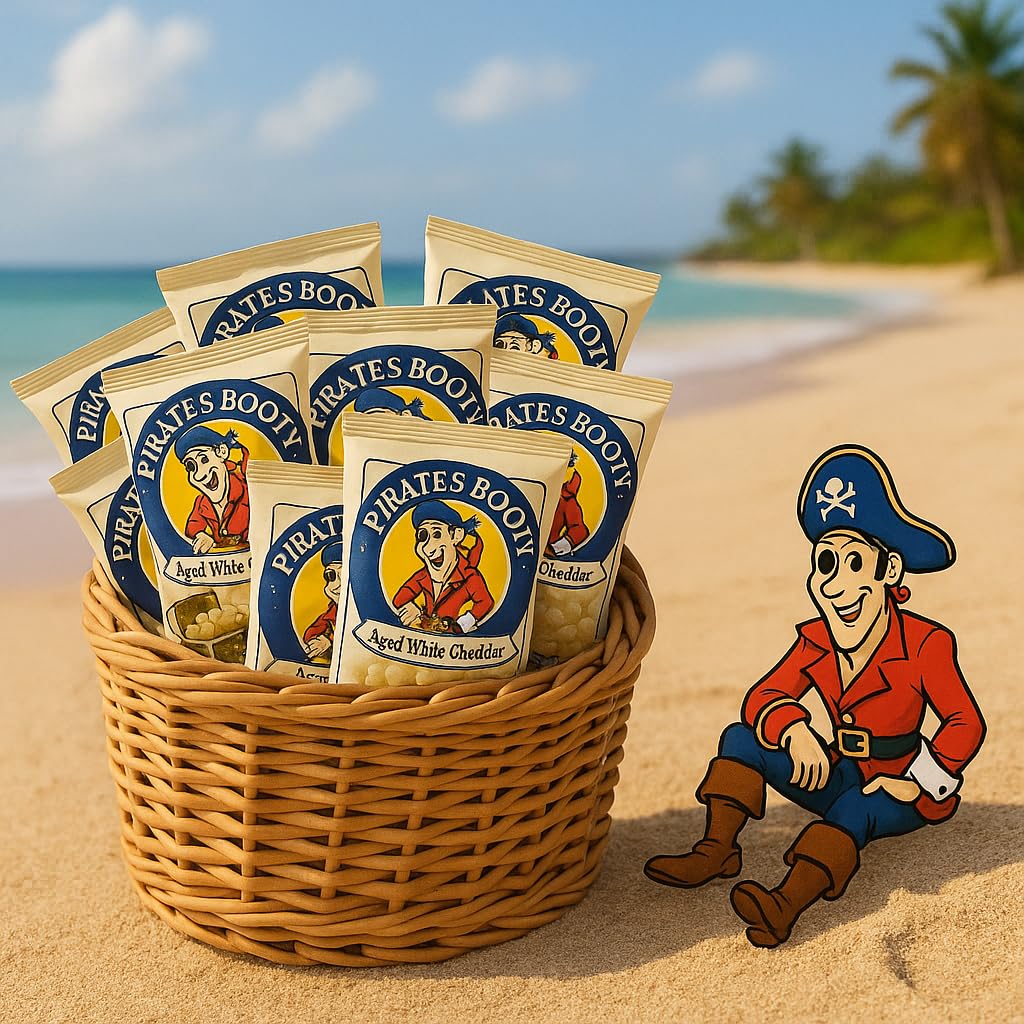 Bulk Pirate-booty Aged White Cheddar Popcorn Puffs Individual Bags by MOOCHI (60 Count) – Cheesy, Crunchy, Gluten-Free Snack Packs for Lunches, Parties & On-the-Go