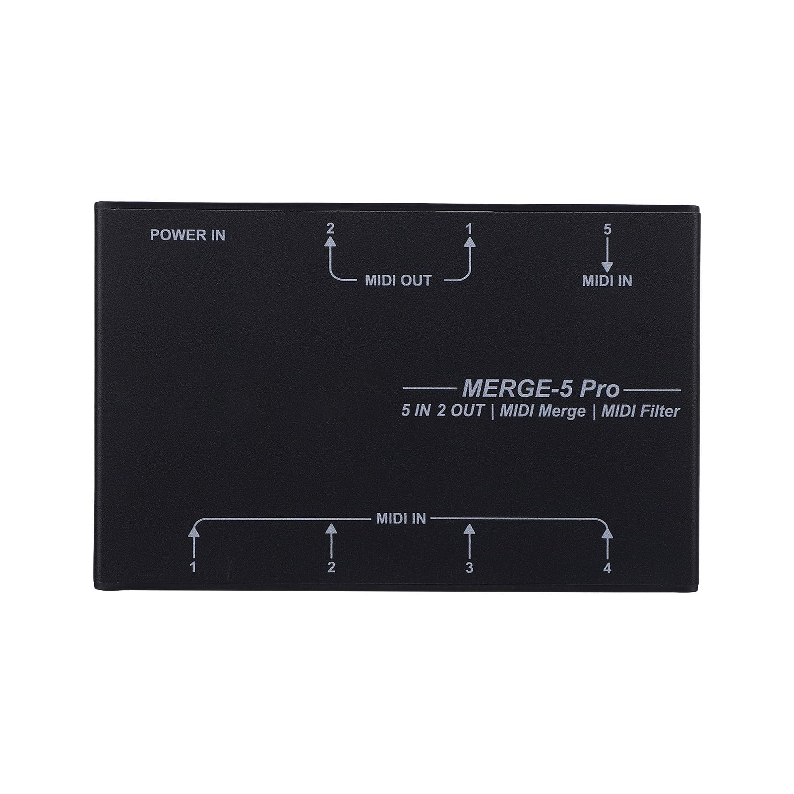 Convertitore Splitter MIDI Avanzato Box Host MIDI USB per Sintetizzatore Tastiera Pianoforte Elettronico, 5 Ingressi e 2 Uscite, Lega di Alluminio, Nero