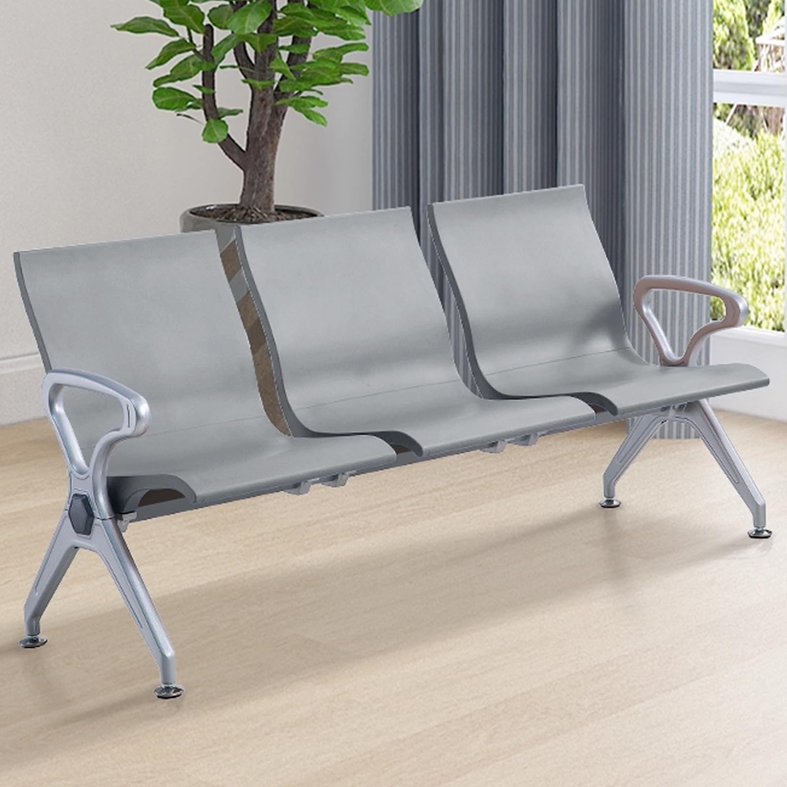SaryEdge PU Airport Reception Chairs with Arms, Comfortable Seating, Office Guest Chairs, Stylish Lobby Bench for Business & Bank Use,
