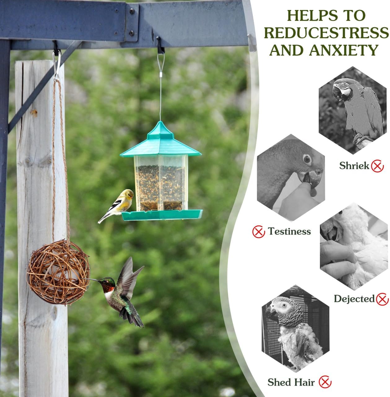 Yardwe Hummingbird Nesting Machine Set of 3 with Nesting Material Outdoor Hanging Bird Nest Decor for Garden and Backyard Wildlife Suitable for Hummingbirds and Small Birds
