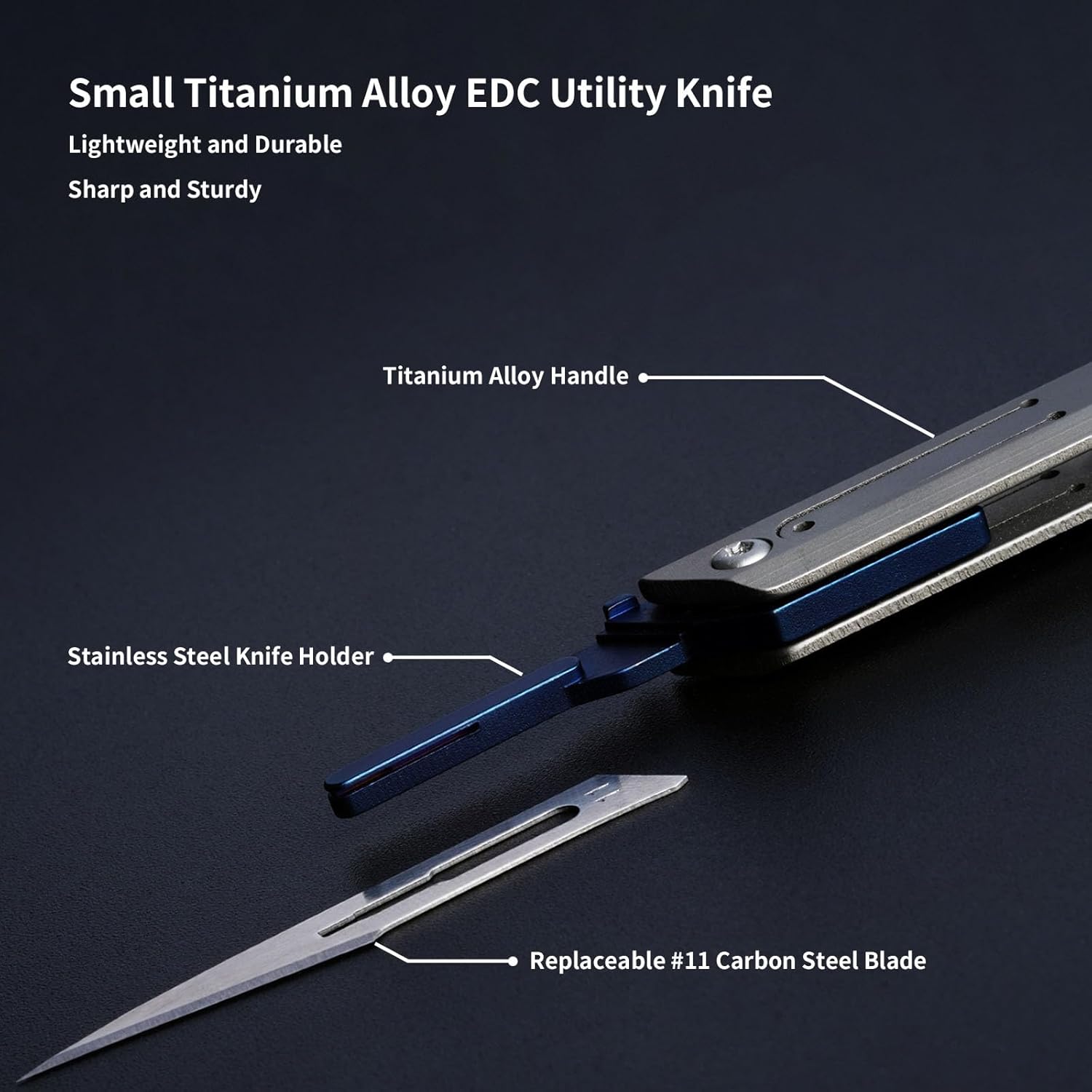 Titanium Folding Scalpel Knife – Includes 10 #11 Replaceable Blades, Keychain EDC Pocket Tool for Precision Cutting, Outdoor, Craft & Daily Use – Lightweight, Durable, Razor-Sharp Utility Knife(Black)