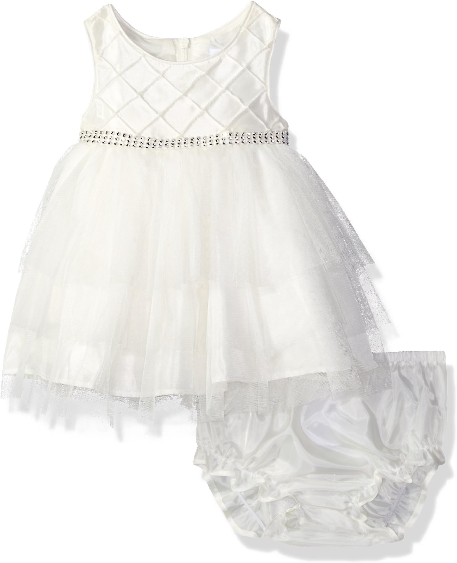 Baby Girls' Pintuck Diamond to Layered Tulle Dress