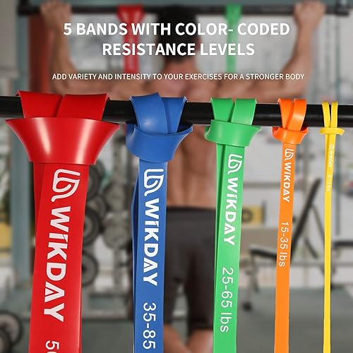 Miniatura 3 de WIKDAY Resistance Bands Pull Up Bands Workout Bands for Exercise Thick Heavy Resistance Band Set with Door Anchor Elastic Bands for Body Stretching