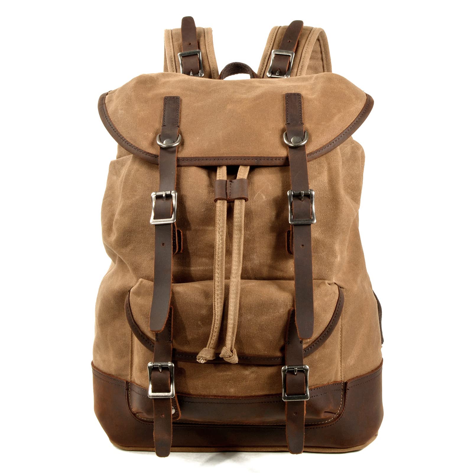 Mochila de hombro de cuero de lona para hombre, mochila vintage para laptop, mochila de viaje al aire libre, bolsa de equipaje grande, mochila para computadora