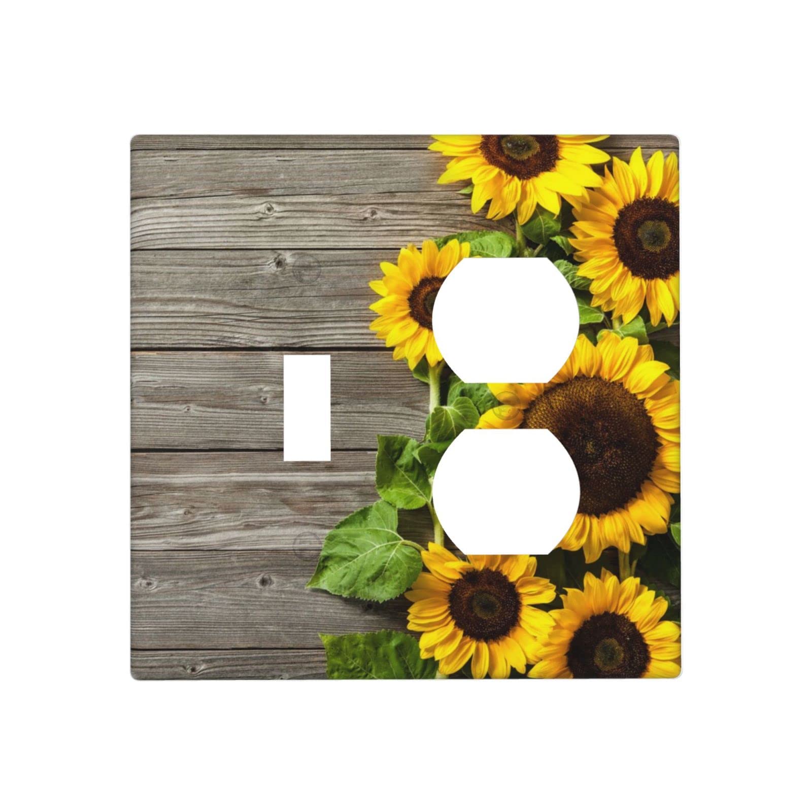 Plaque double interrupteur tournesol pour cuisine style ferme