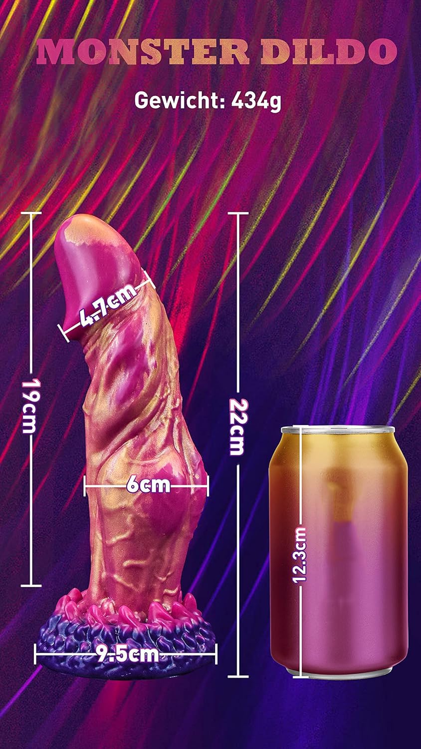 Dildo Realistico con Forte Ventosa, Vibratore Anale da 22 Cm, in Silicone Brillante, Vibratore Mostruoso, Replica Morbida del Pene con Nodo Spesso, Giocattolo Sessuale per Donne E Uomini
