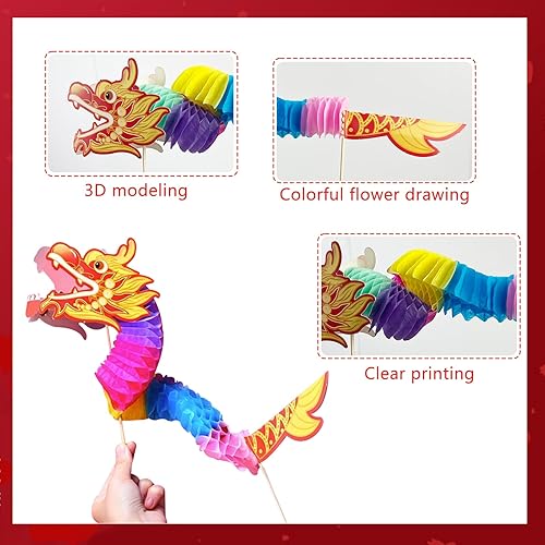 Miniatura 3 de 12 piezas de decoración de dragón de papel de año nuevo chino 2024, papel 3D Dragon Spring Festival Guirnalda de dragón de papel para festival de