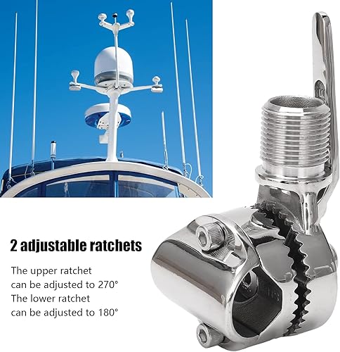 Miniatura 4 de Aramox Marine Boat - Soportes de antena VHF, montaje de trinquete de rosca de 1 pulgada, montaje de base ajustable de acero inoxidable 316 para