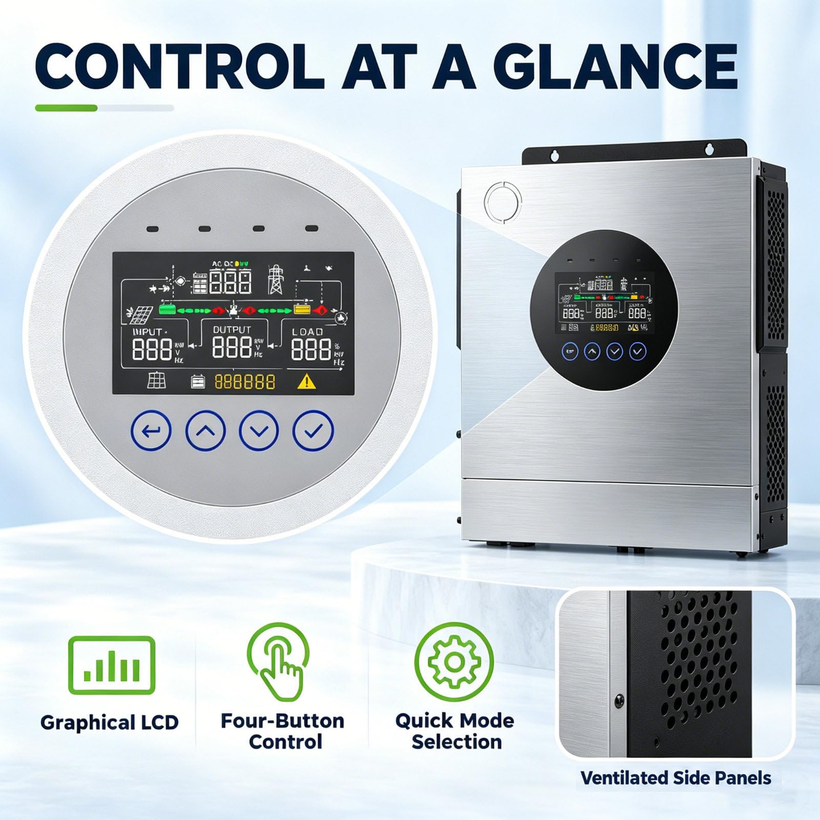 Inversor solar híbrido de 6500 W con controlador MPPT de 48 V Grey