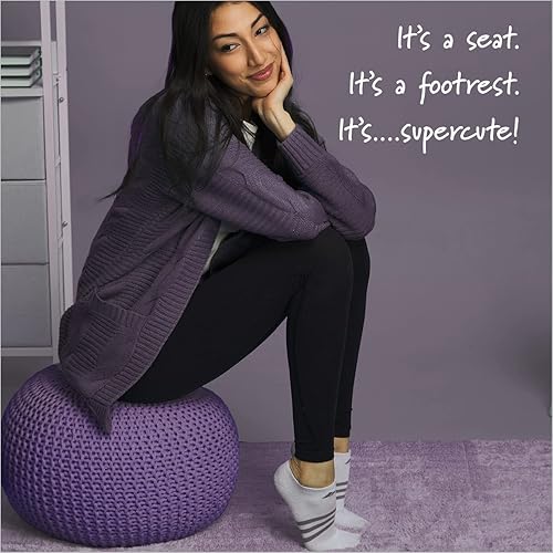 Miniatura 17 de Urban Lifestyle Puf de punto redondo - Algodón tejido a mano, marfil Marfil,Azul,Gris oscuro,Índigo/ azul marino,Gris claro,Negro -,gris