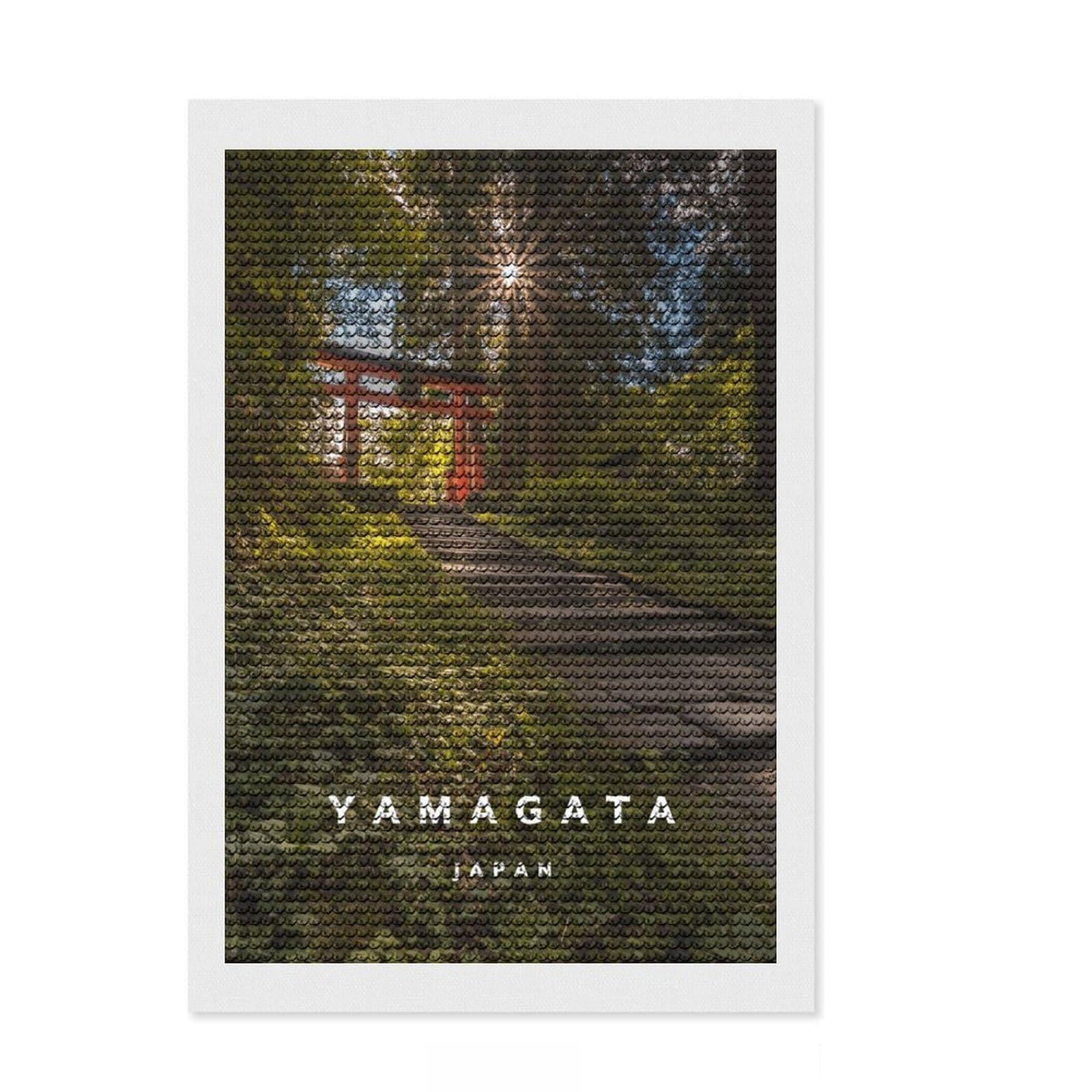 Junmoney Lonely Torii in Nature Diamond Painting Set 8"x12", Christmas Gift, Adhesive Canvas, Vintage Style Decor, Canvas Picture, Round Gems