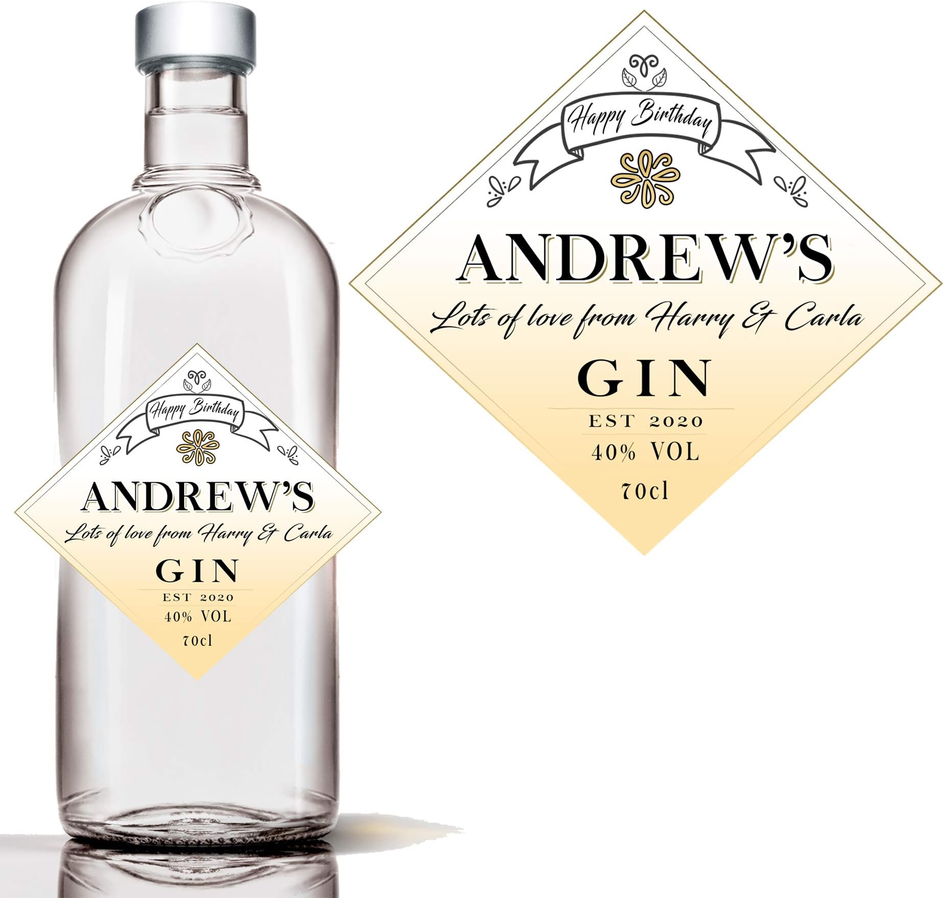 Personalised Gin Bottle Label Custom - Any Wording