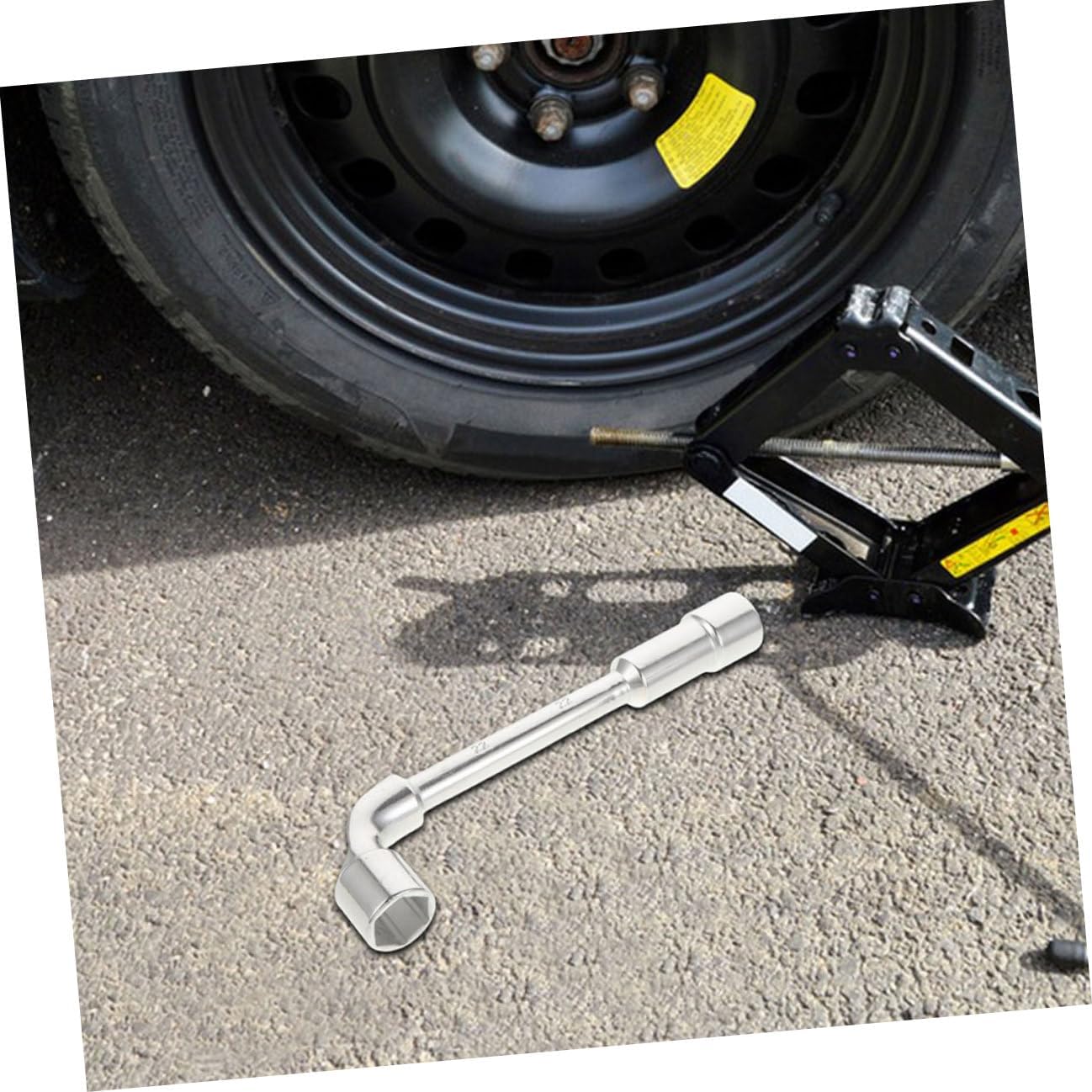 L-shaped 21mm Socket Wrench Tire Valve Stem Tool Automotive Wheel Alignment Spanner Car Repair Lug Wrench for Tire Changing and Maintenance