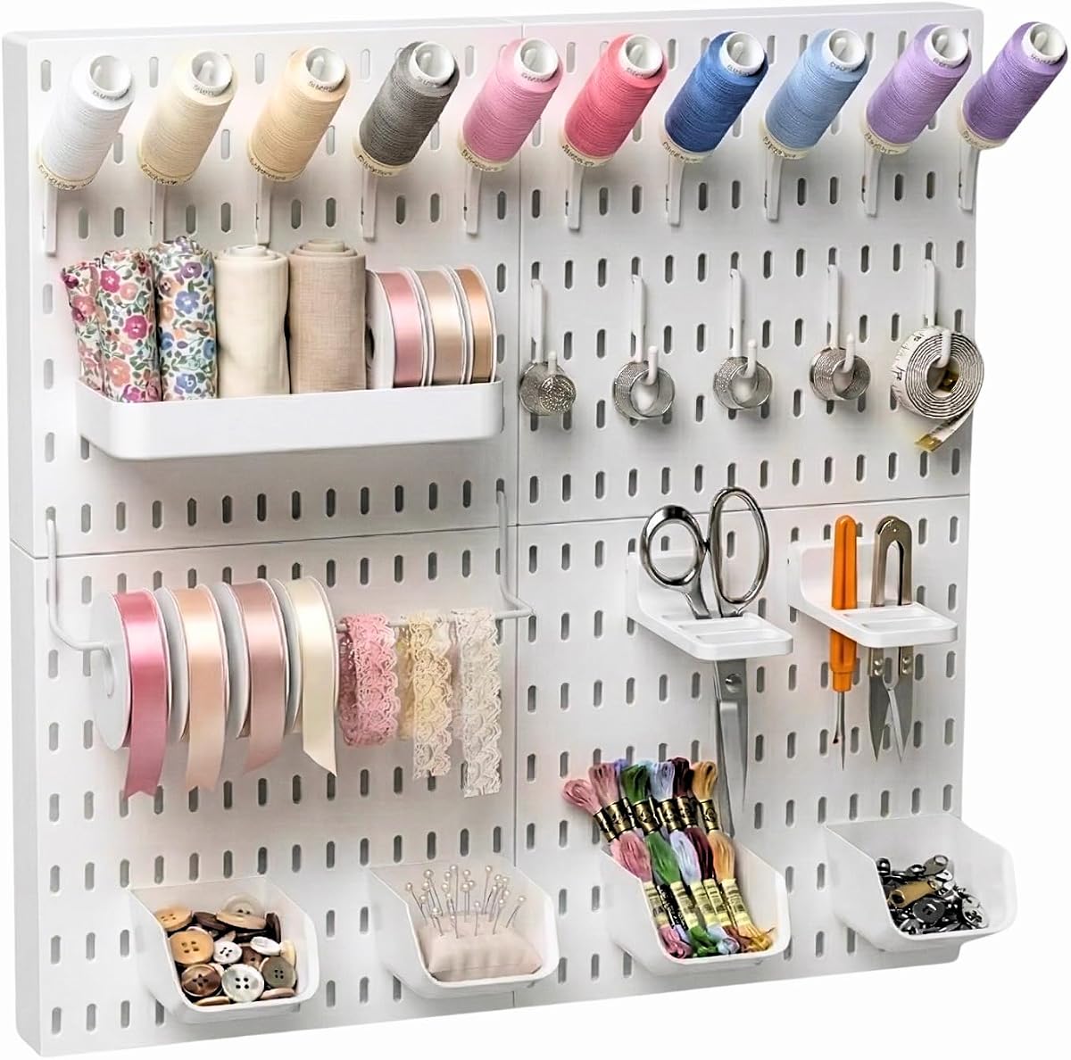 Title Peg board Kit, Pegboards and Accessories Modular Hanging for Craft, Plastic Pegboard Wall Organizer for Craft Room, Office, Tool Organizer (White, 22″×22″)