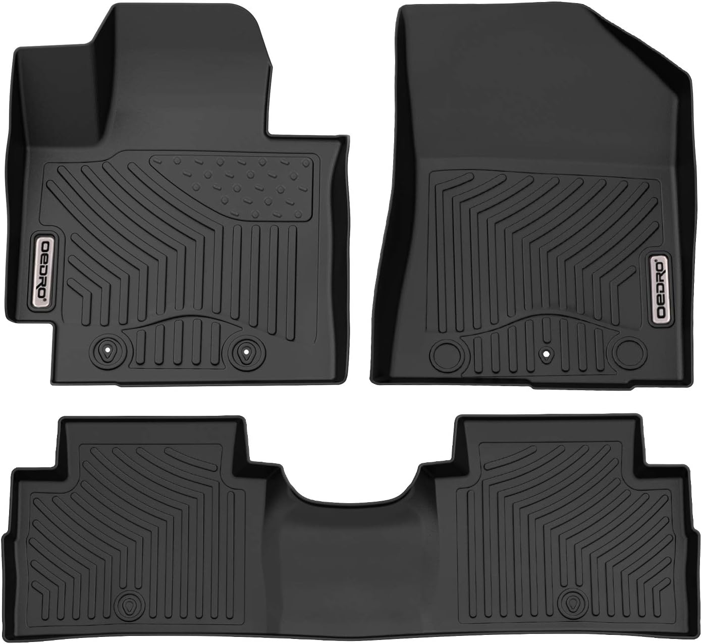 OEDRO Floor Mats Compatible for 2014-2019 Kia Soul, Unique Black TPE All-Weather Guard Includes 1st and 2nd Row: Front, Rear, Full Set Liners