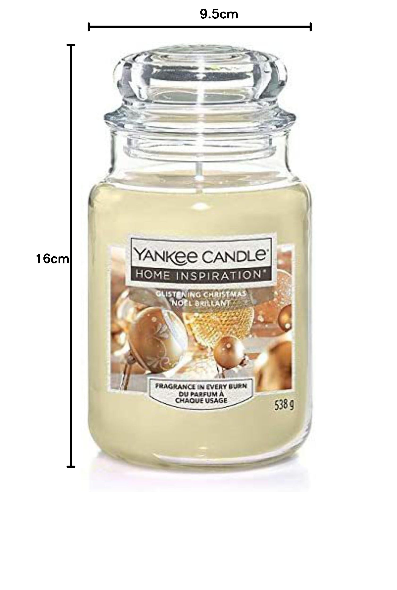 Yankee Candle Brillante Navidad – Tarro grande – Calienta las vacaciones con un acogedor abrazo de vainilla cremosa y ámbar suave
