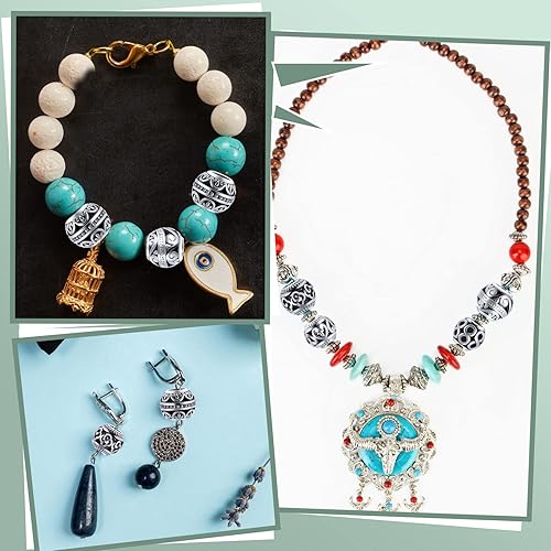 Miniatura 4 de 120 cuentas sueltas espaciadoras de aleación de tono tibetano de 0.394 pulgadas para hacer joyas y manualidades