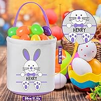 Vista 3 de Cestas de Pascua personalizadas para niños y niñas, paquete de 2, cesta de conejo de Pascua Touber para regalos, cesta de Pascua personalizada