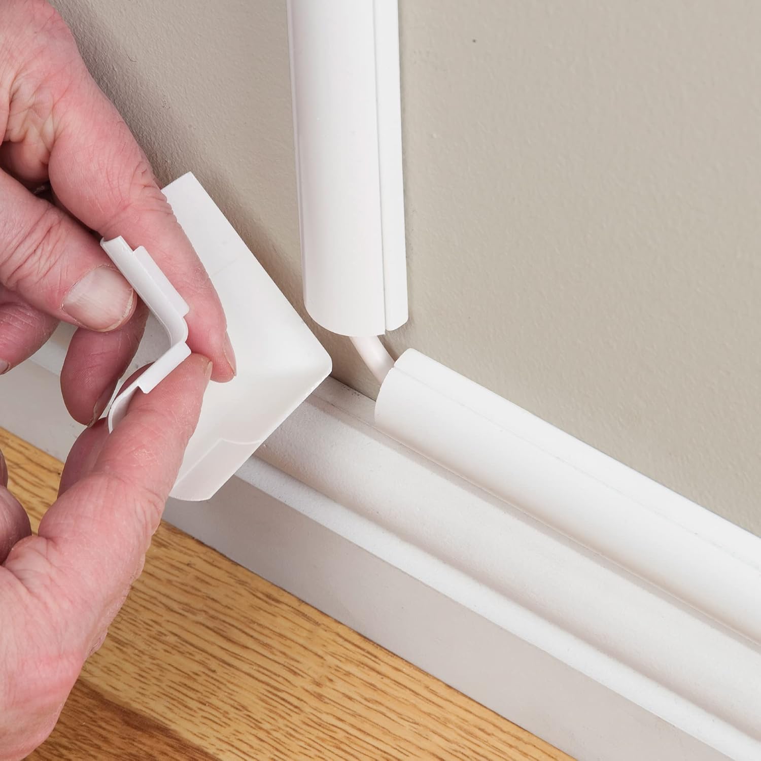 D-Line Small Cord Cover Kit, 30ft Self-Adhesive Wire Hider, Half Round Cord Covers, Paintable Cable Management - 6X 5ft Channels and 13 Accessories