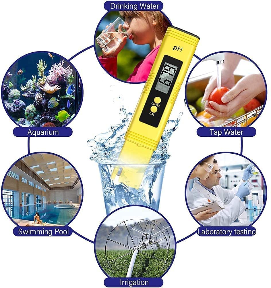 Medidor de pruebas de calidad de agua multiparaméter digital precisa, for pruebas, agua potable, interiores, piscina, hidropónicos, natación de acuario (blanco / amarillo) Detector de calidad de agua