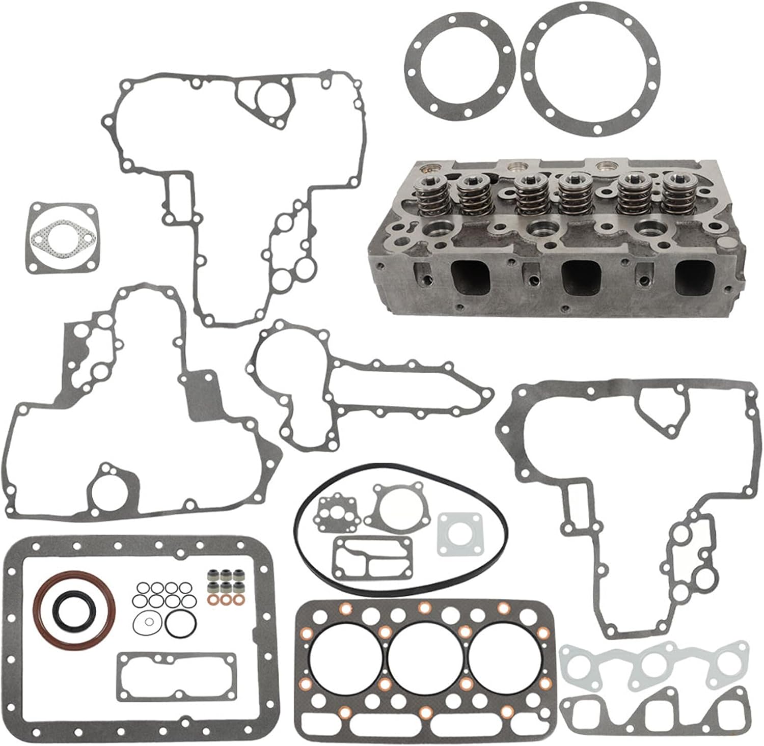 waltyotur Complete Cylinder Head 1552103040 Replacement for Kubota D1402 KH91 L2550DT L2550F with Gaksets Set 1552103044
