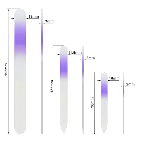 Miniatura 33 de Mont Bleu - Lima de uñas de cristal de alta calidad, juego de 3 limas de uñas de cristal en bolsa, regalos hechos a mano, las mejores limas de uñas