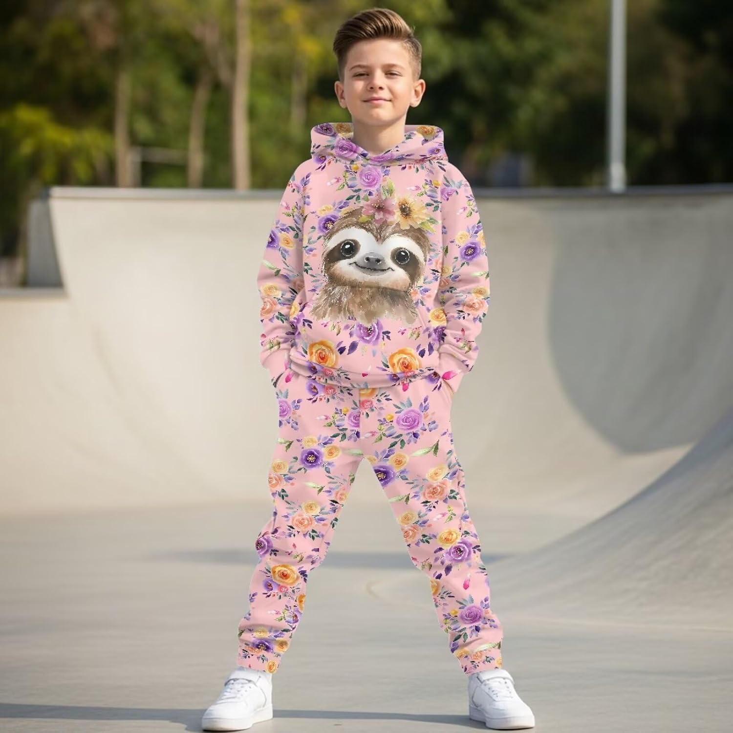 Girls Athletic 2 Piece Loose Sweatshirts and Sweatpants 2 Piece Outfits Soft Long Sleeve Pull Over Outfits Sets