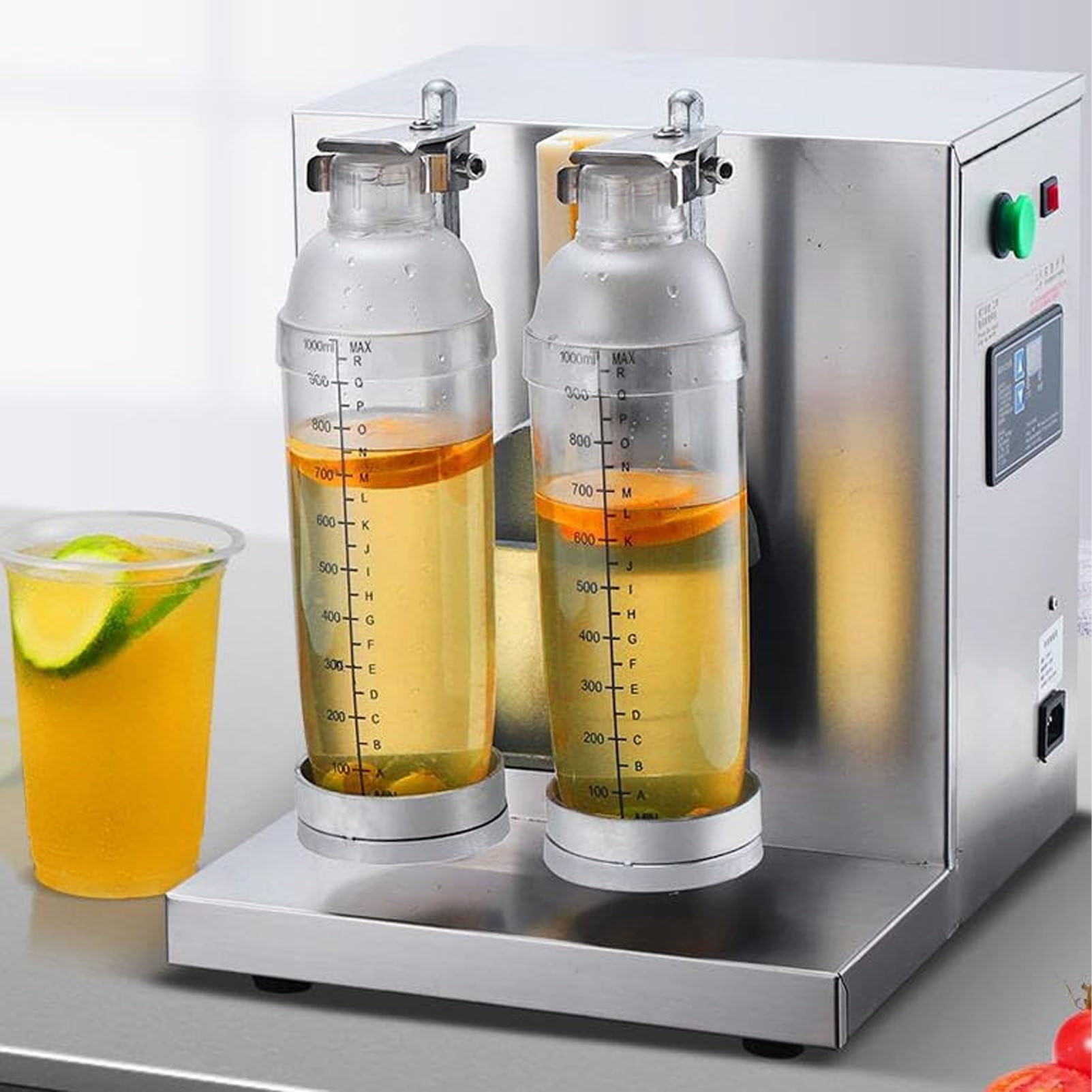 PioMue 120W Electric Milk Tea Shaker, Electric Bubble Tea Shaking Machine, Double Frame Bubble Boba Shaker Machine with 0-120s Adjustable,for Tea, Juice, Coffee, Wine