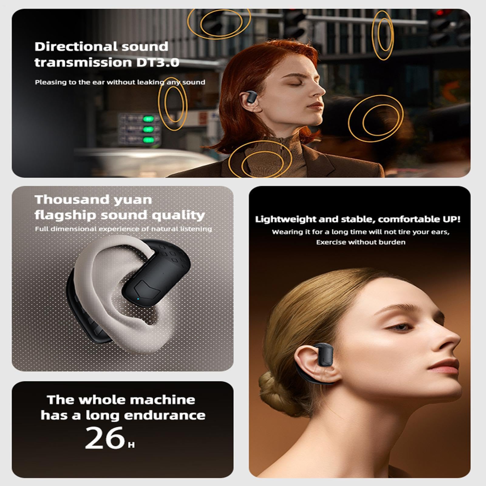 Casque sans fil à oreille unique - Casque confortable et sécurisé pour une communication mains libres