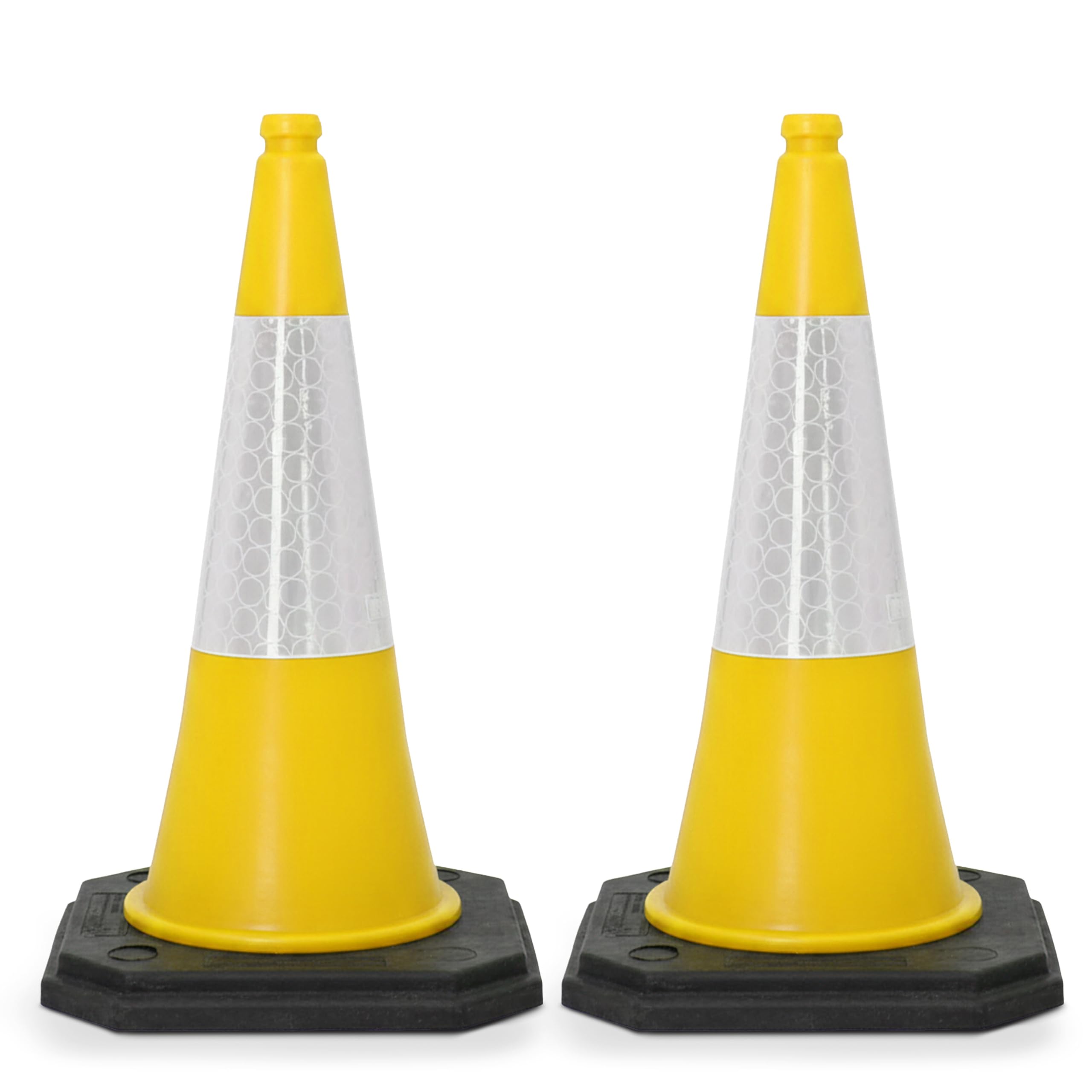 Street Solutions UK Yellow Traffic Cones 750mm Pack of 2 - Heavy Duty Road Cones Large, Wind Resistant High Reflectivity No Parking Cones