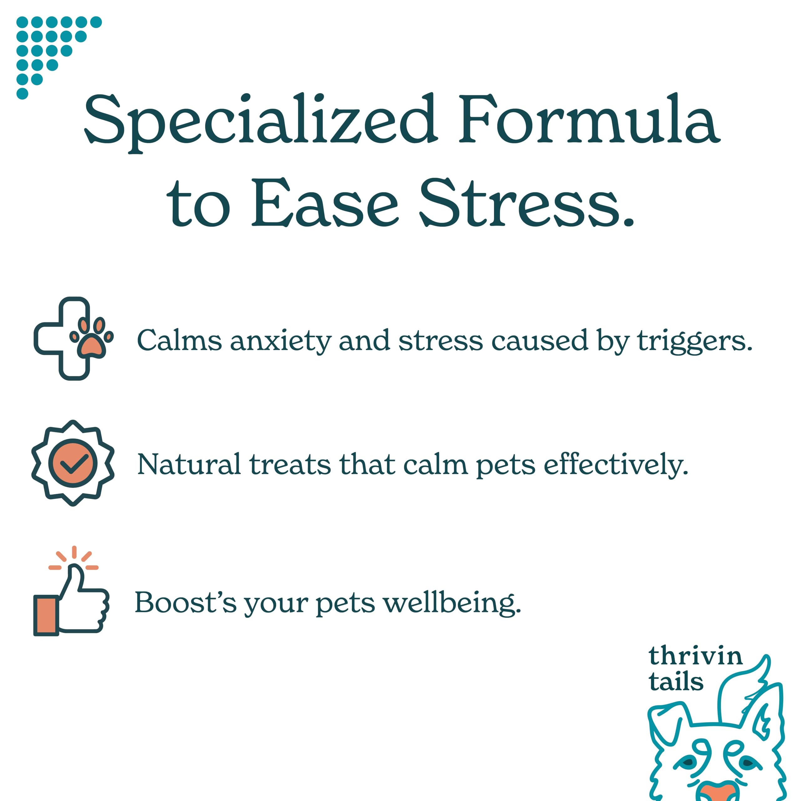Genérico Thrivin Tails- Masticables calmantes para perros - Alivio de la ansiedad para perros - Golosinas calmantes para perros - Melatonina para perros - Alivio de la ansiedad por separación para