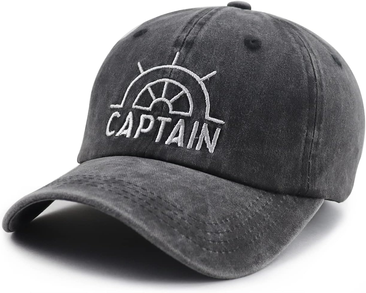 Captain Hat for Women Men, Funny Adjustable Cotton Embroidered Nautical Sailing Baseball Cap - Image 2