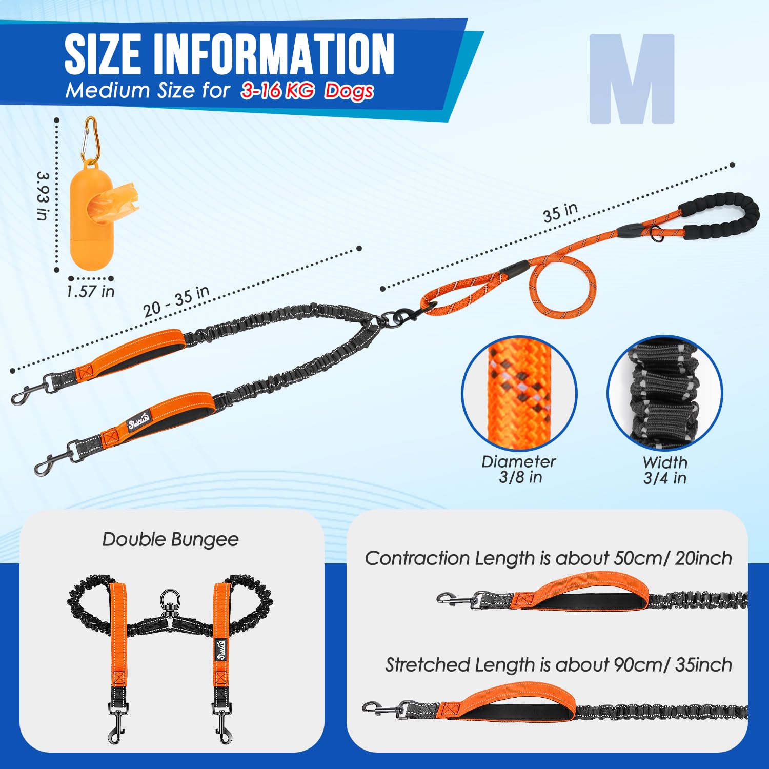 SlowTon Double Dog Lead - 360 Swivel Heavy Duty Reflective Double Lead for Walking 2 Dogs No Tangle Dual Splitter With Soft Handle Puppy Leash for Large Dogs Walking Training - Image 2
