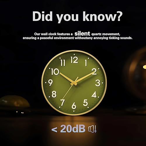 Miniatura 6 de Mosewa Reloj de pared de 8 pulgadas, funciona con pilas, silencioso, sin tictac, moderno, analógico, decorativo, para cocina, dormitorio, oficina