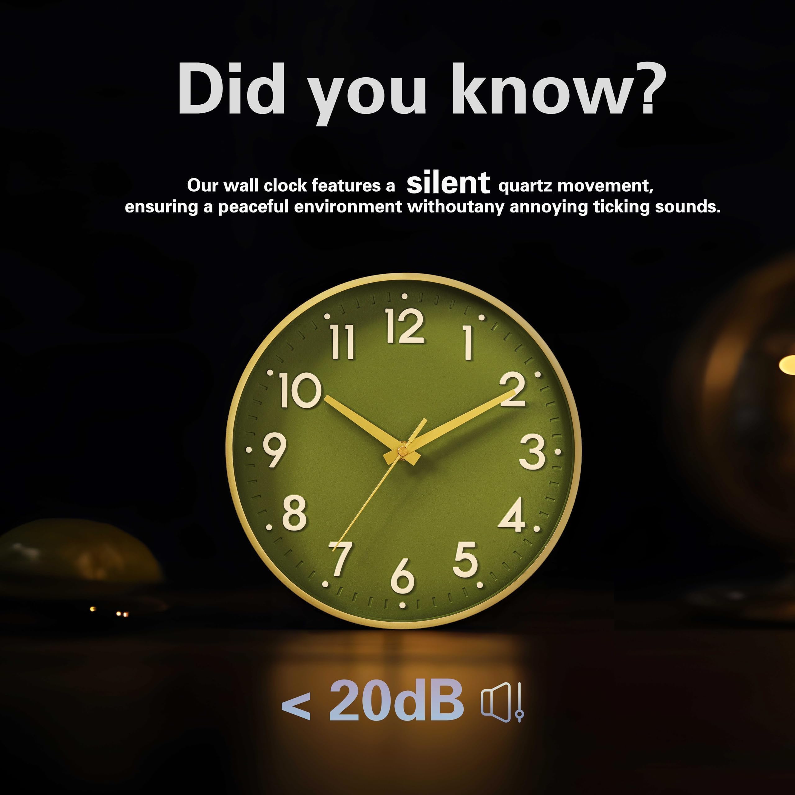 Mosewa Wall Clock 8 Inch, Battery Operated Silent Non-Ticking Modern Analog Clock Decorative for Kitchen, Bedroom, Office, Living Room(Gold)