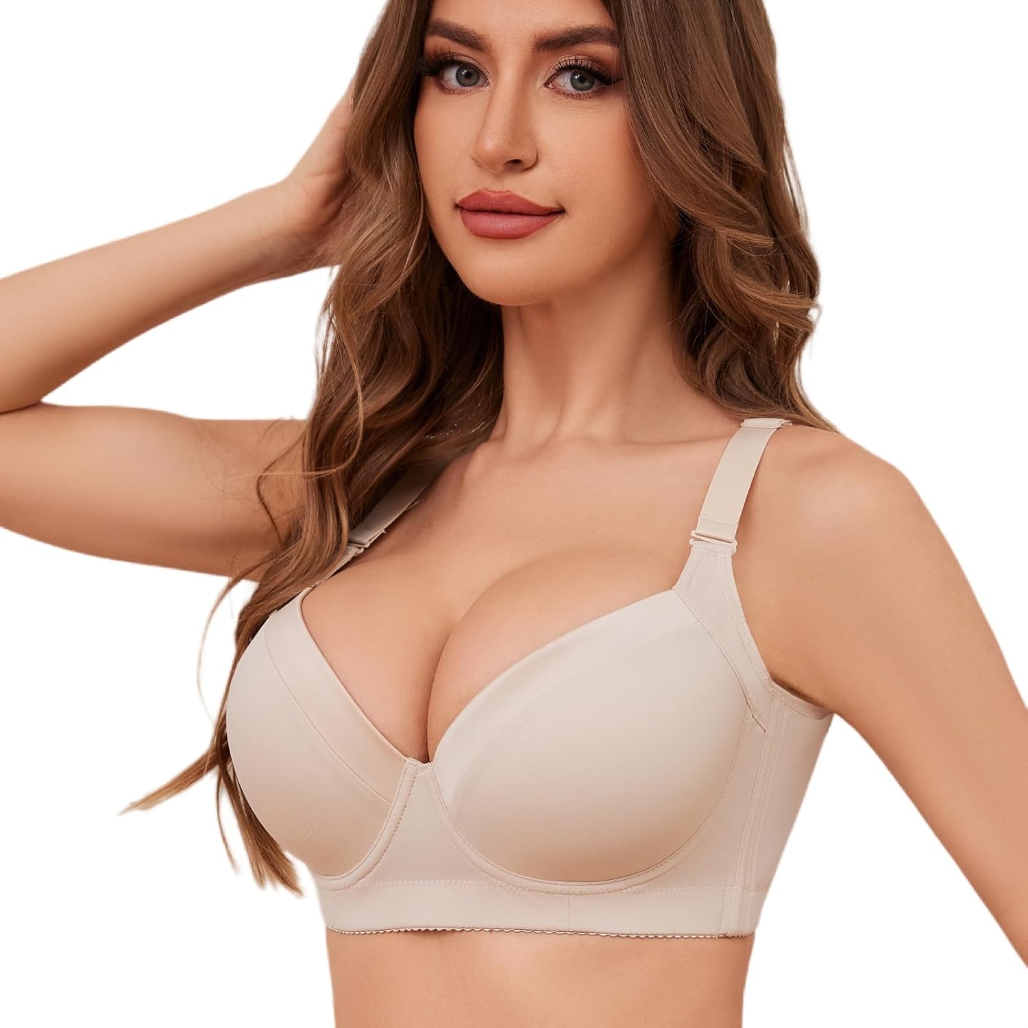 Plus Size Push Up Bras for Women Back Fat Smoothing Bra Comfort Lightly Underwire T-Shirt Bra