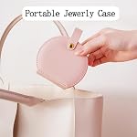 Mini Jewelry Travel Case Small Jewelry Box, Portable PU Leather Jewelry Organizer, Jewellery Storage Holder for Rings Earrings Necklace Organizer, Boxes Gifts for Girls Women (Pink)