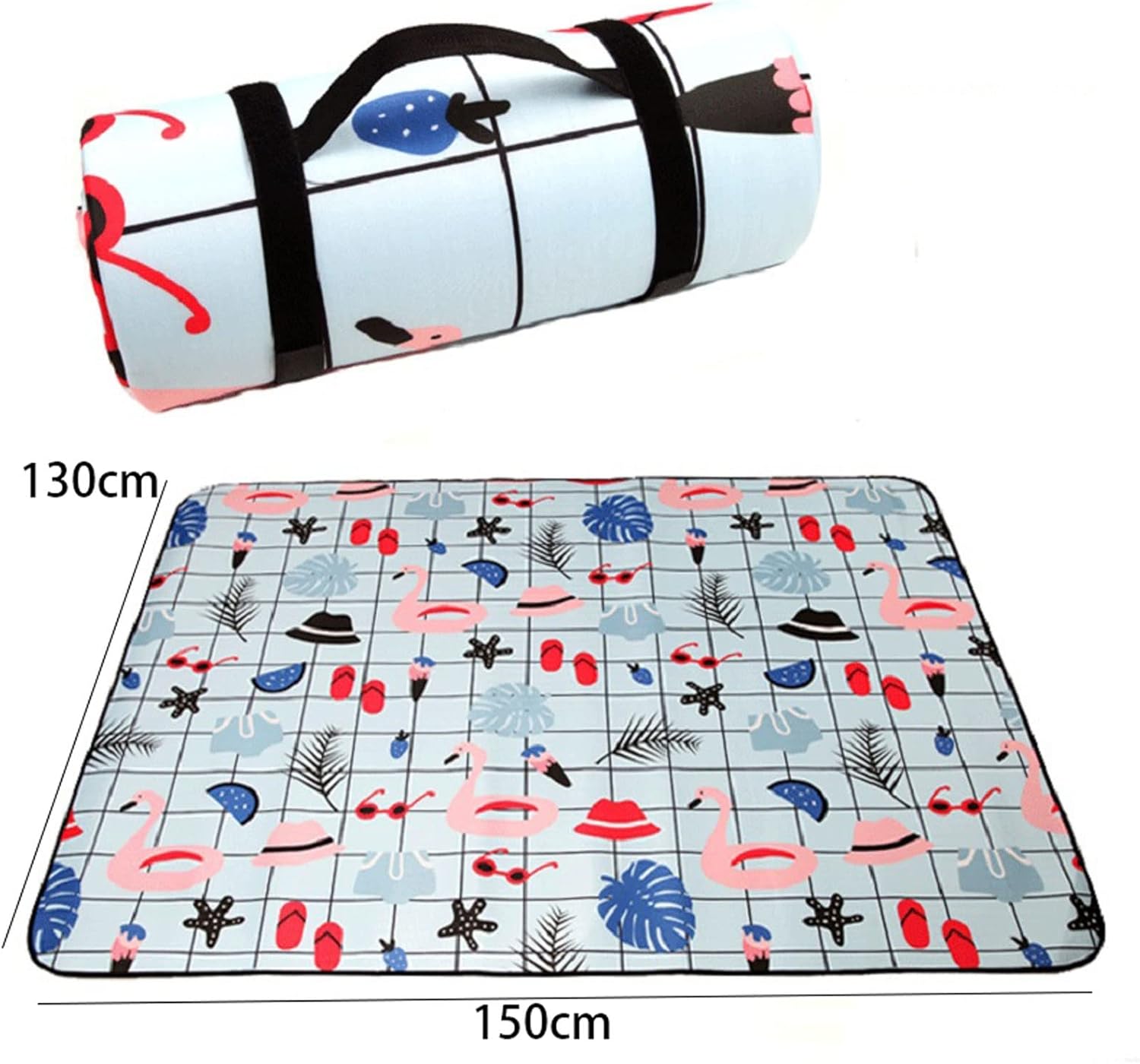 Beach Blankets Folding Camping Mat Wterproof Thickened Picnic Mat Beach Pad Playing Mat Tent Moistureproof Sleeping Blanket(Pink)