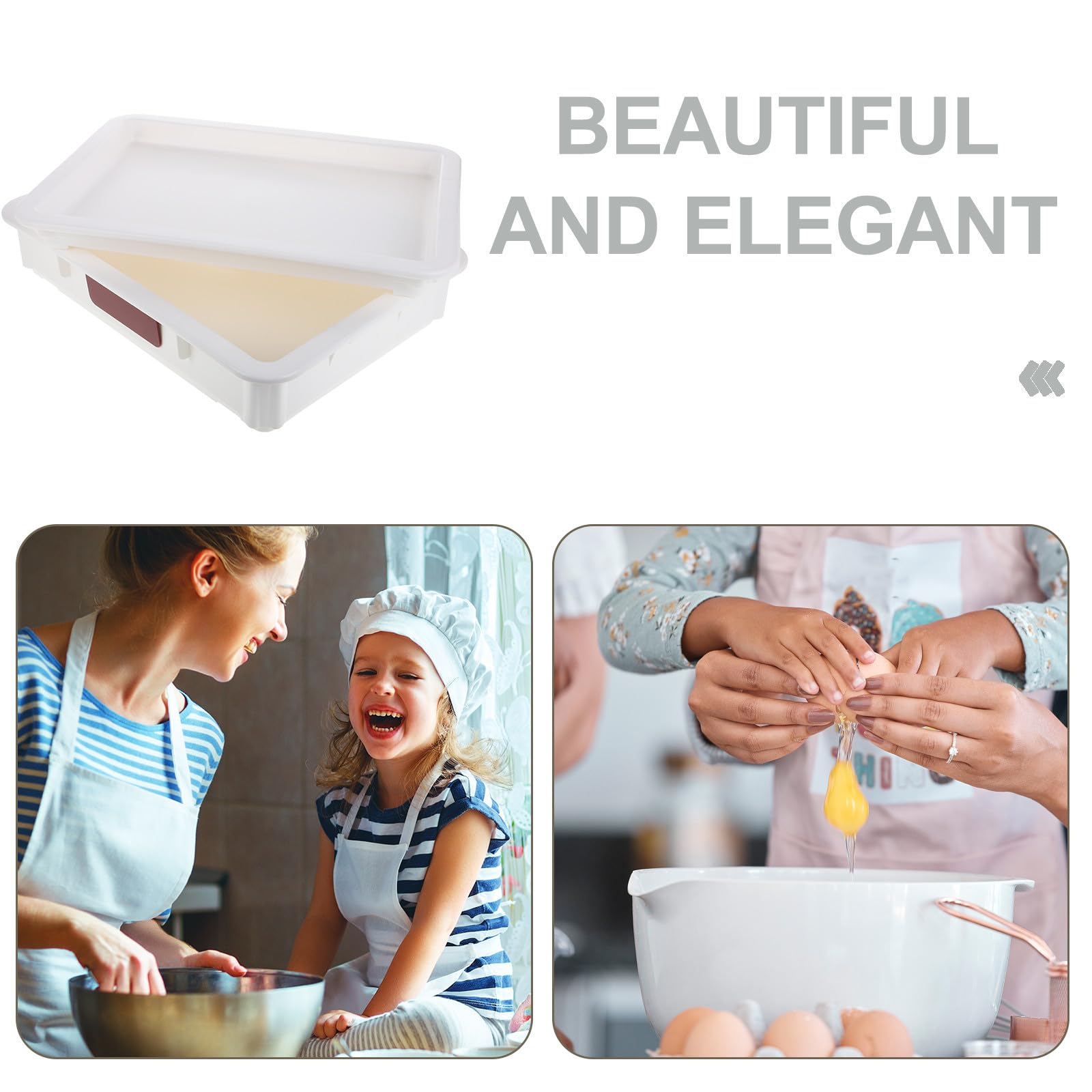 HOMSFOU Contenitore per Impasto Pizza, Bread Proofing Container, Plastico Bianco, Impilabile con Coperchio, per Refrigerazione e Conservazione in Cucina