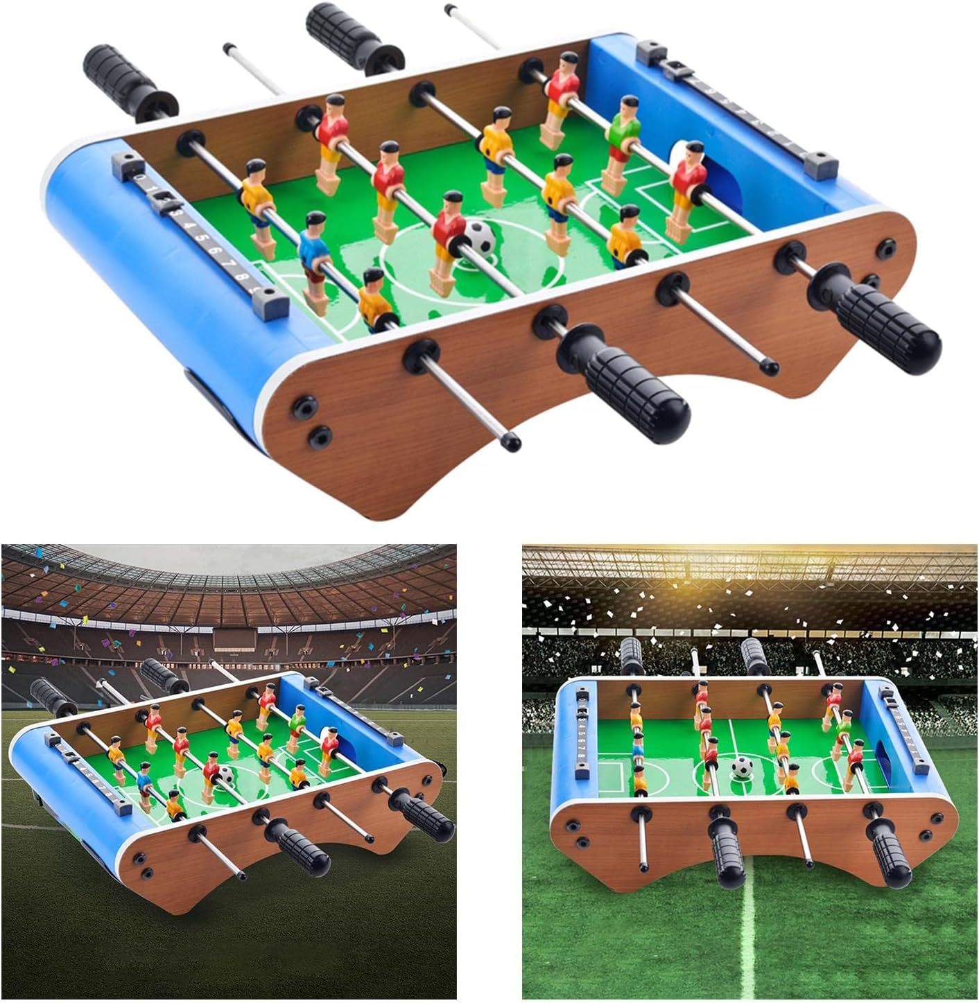 Compact Foosball Table for Adults and Kids | Portable Table Soccer Game Set | Family Fun Desk Football Game | Mini Table Top Soccer for Children